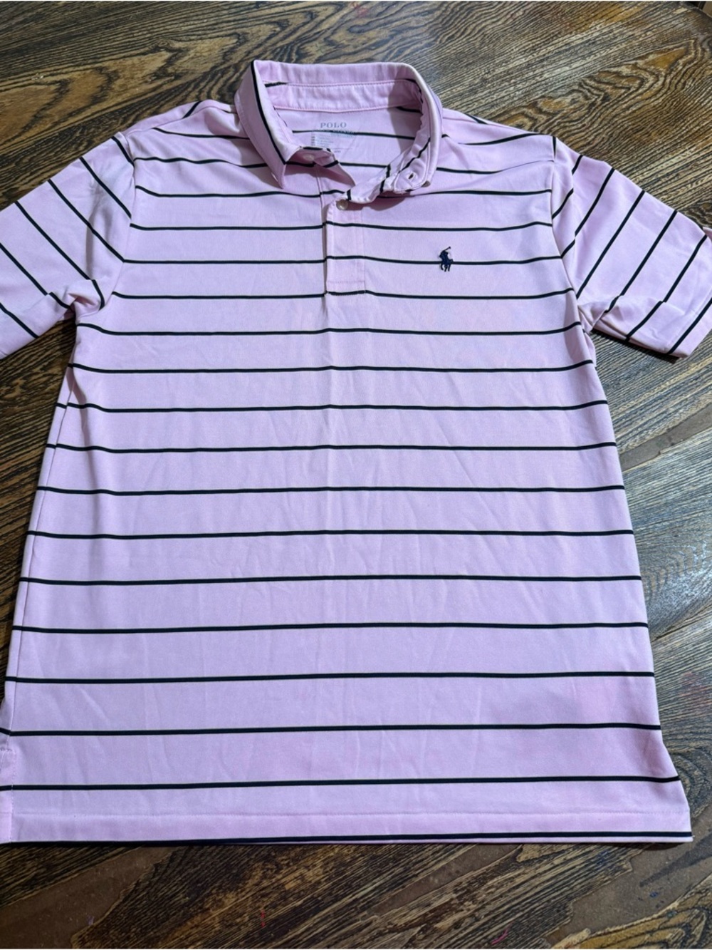 Boy’s Pink Striped Polo Shirt with Contrast Stripes